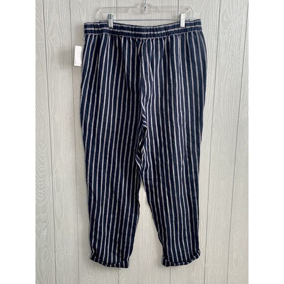 Ellen Tracy Blue Stripe Linen Pant Size Large NWT - Picture 4 of 5